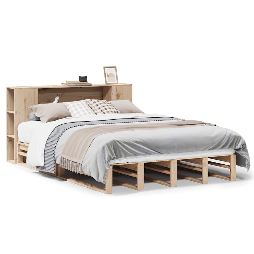 Lit bibliothèque sans matelas 135x190 cm bois massif - XIOS