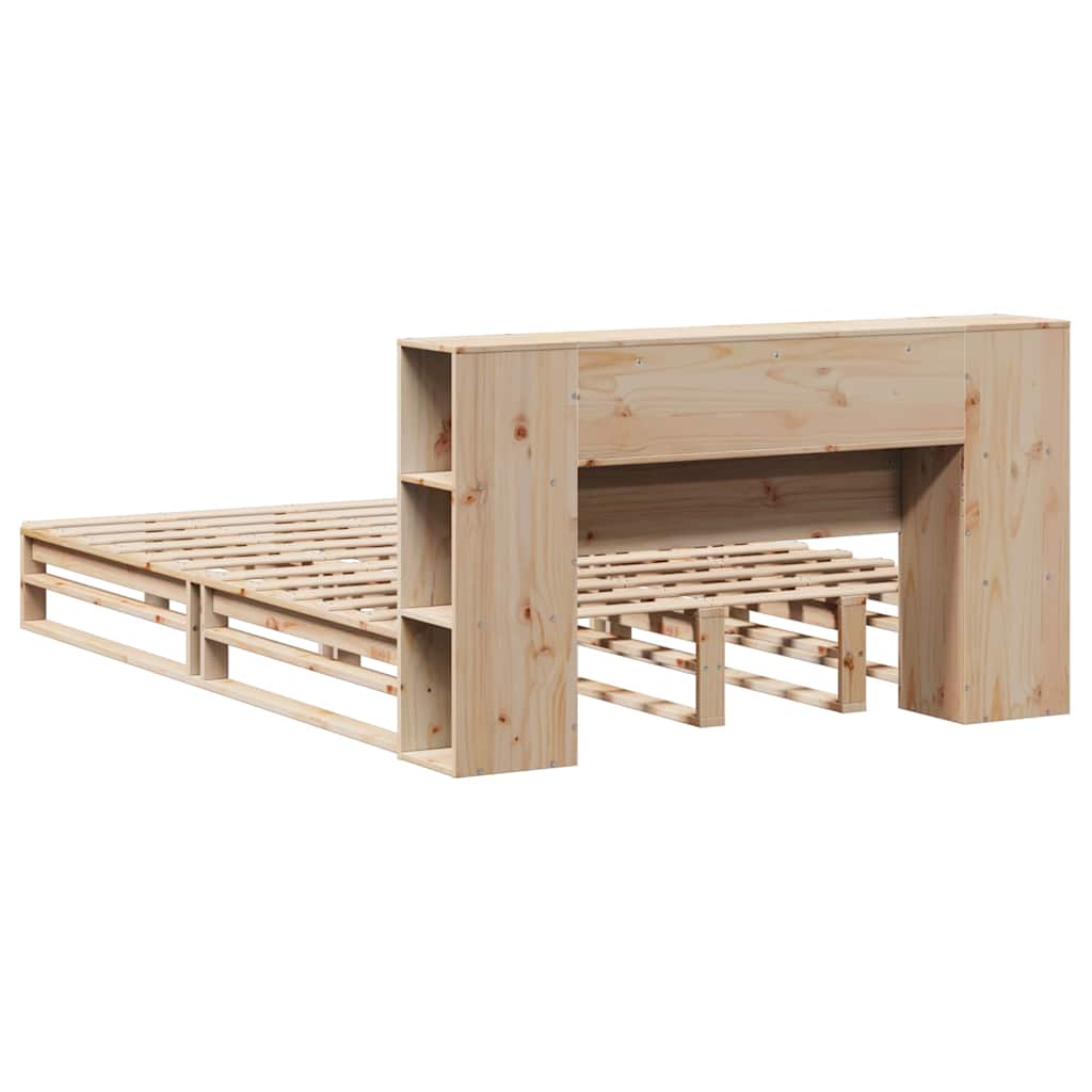 Lit bibliothèque sans matelas 135x190 cm bois massif - XIOS