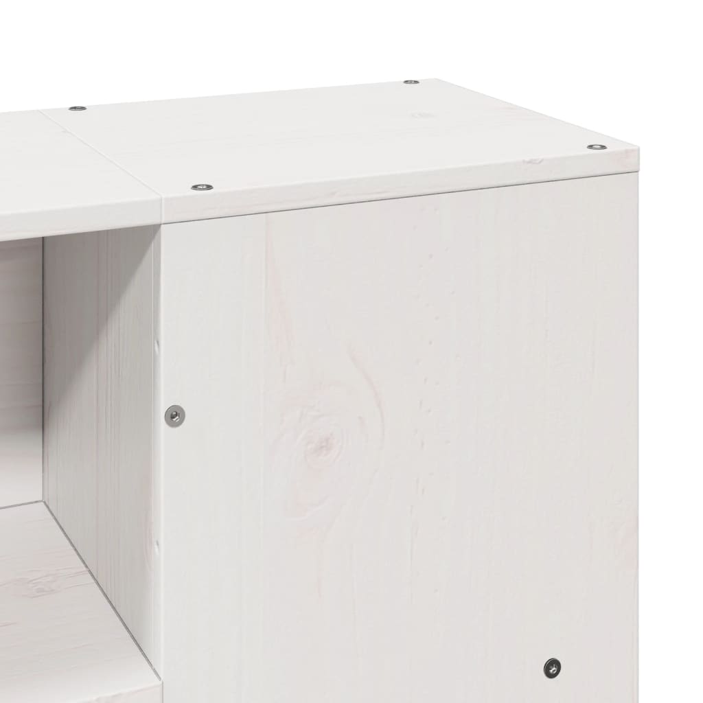 Lit bibliothèque sans matelas blanc 135x190 cm bois massif - XIOS