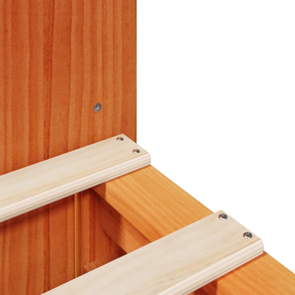 Lit bibliothèque sans matelas cire marron 135x190cm bois massif - XIOS