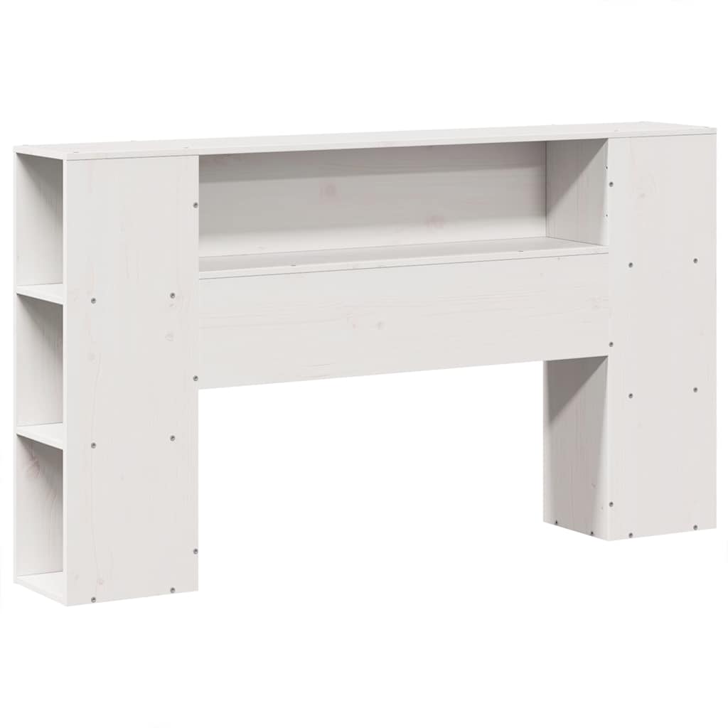 Lit bibliothèque sans matelas blanc 140x190 cm bois massif - XIOS