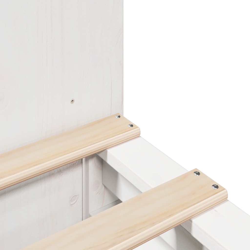 Lit bibliothèque sans matelas blanc 140x190 cm bois massif - XIOS