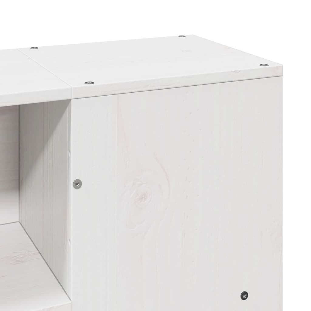 Lit bibliothèque sans matelas blanc 140x190 cm bois massif - XIOS
