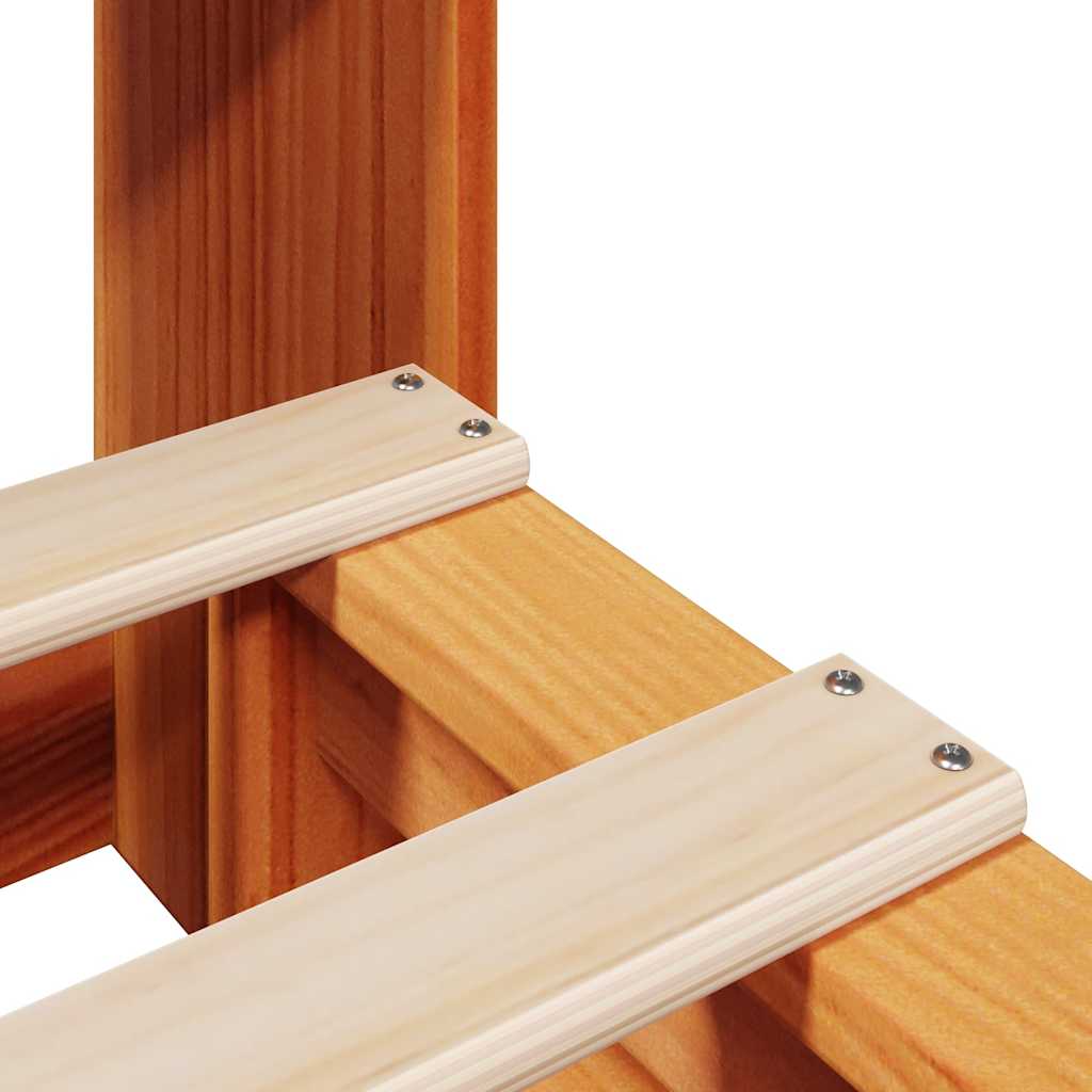 Lit bibliothèque sans matelas cire marron 100x200cm bois massif - XIOS