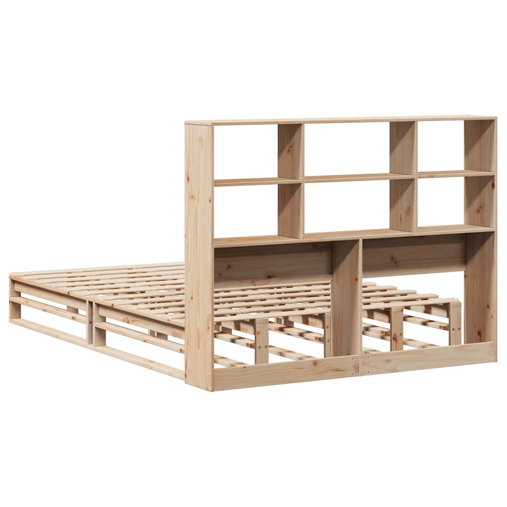 Lit bibliothèque sans matelas 140x200 cm bois massif - XIOS