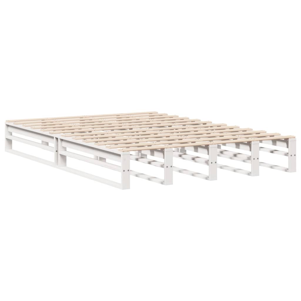Lit bibliothèque sans matelas blanc 160x200 cm bois massif - XIOS