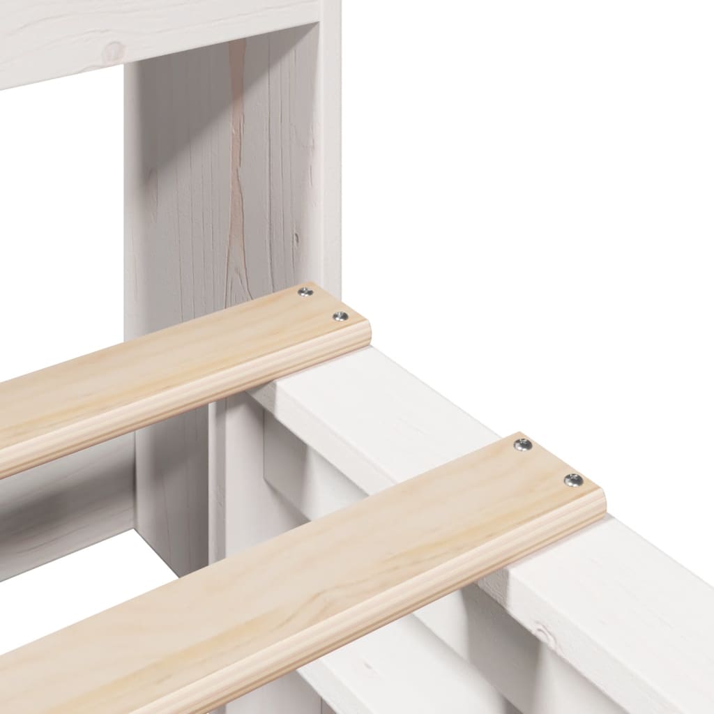 Lit bibliothèque sans matelas blanc 160x200 cm bois massif - XIOS