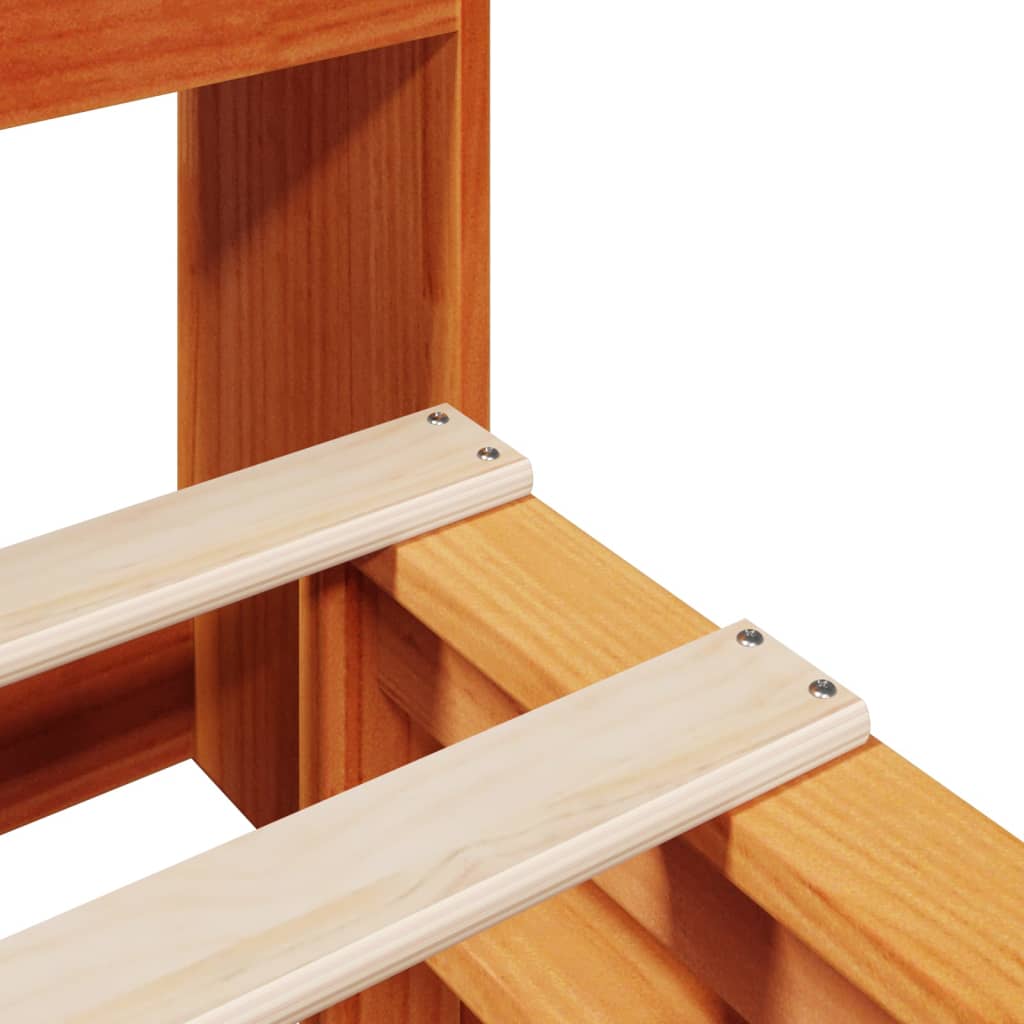 Lit bibliothèque sans matelas cire marron 180x200cm bois massif - XIOS