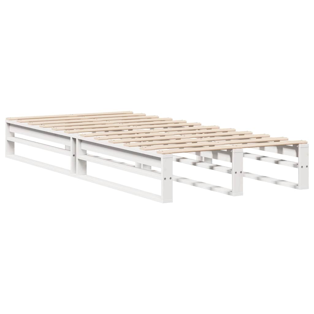 Lit bibliothèque sans matelas blanc 90x190 cm bois massif - XIOS