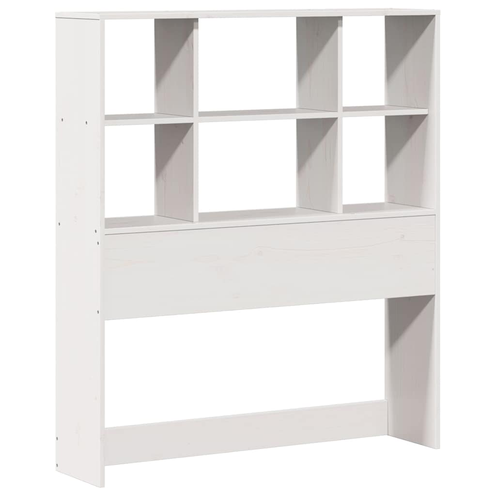 Lit bibliothèque sans matelas blanc 90x190 cm bois massif - XIOS