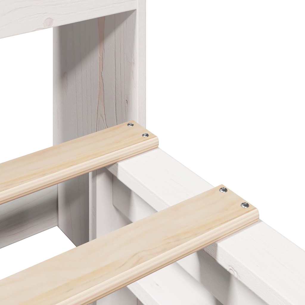 Lit bibliothèque sans matelas blanc 90x190 cm bois massif - XIOS