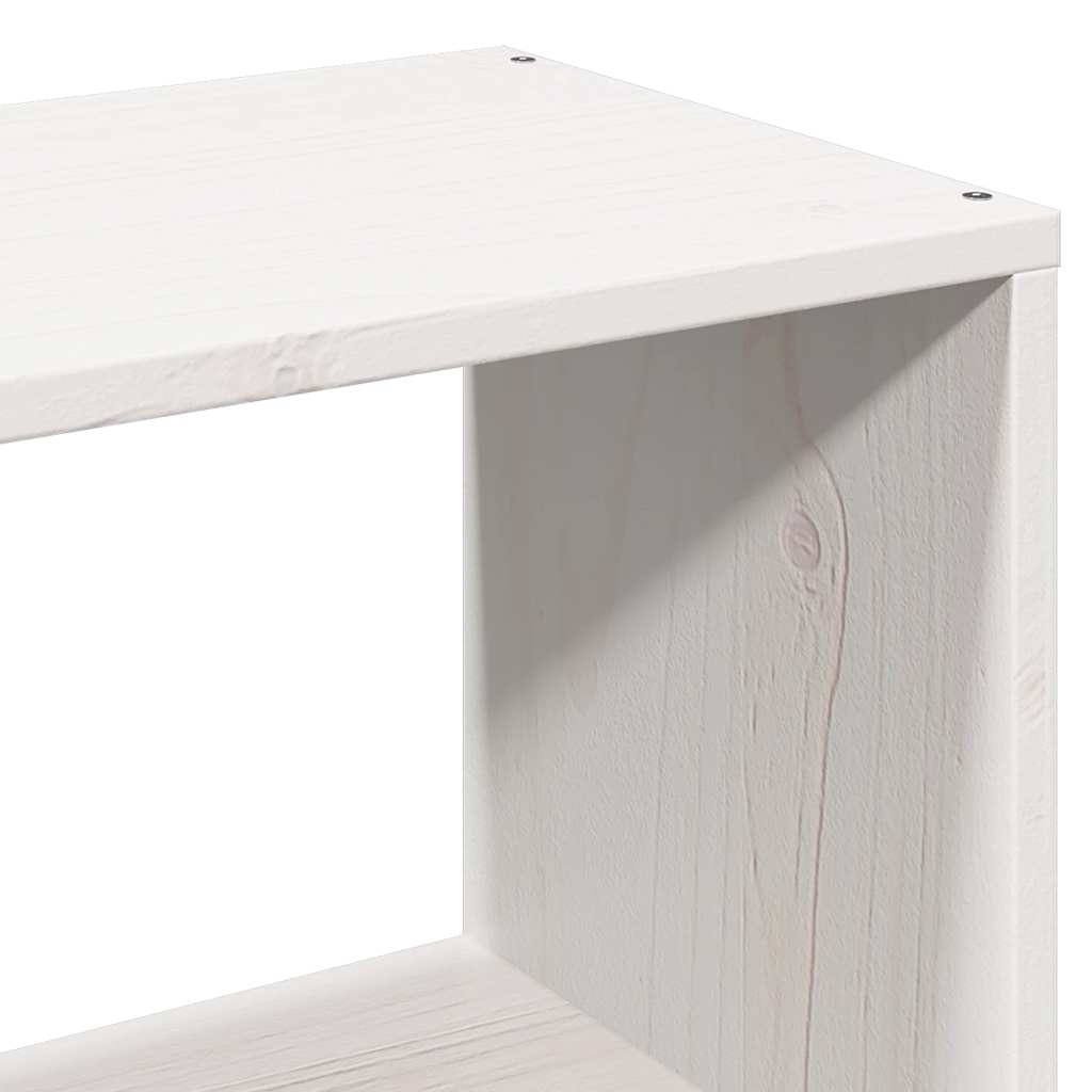 Lit bibliothèque sans matelas blanc 90x190 cm bois massif - XIOS