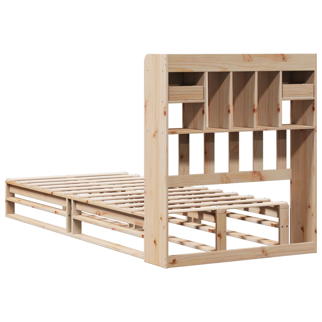 Lit bibliothèque sans matelas 90x200 cm bois de pin massif - XIOS