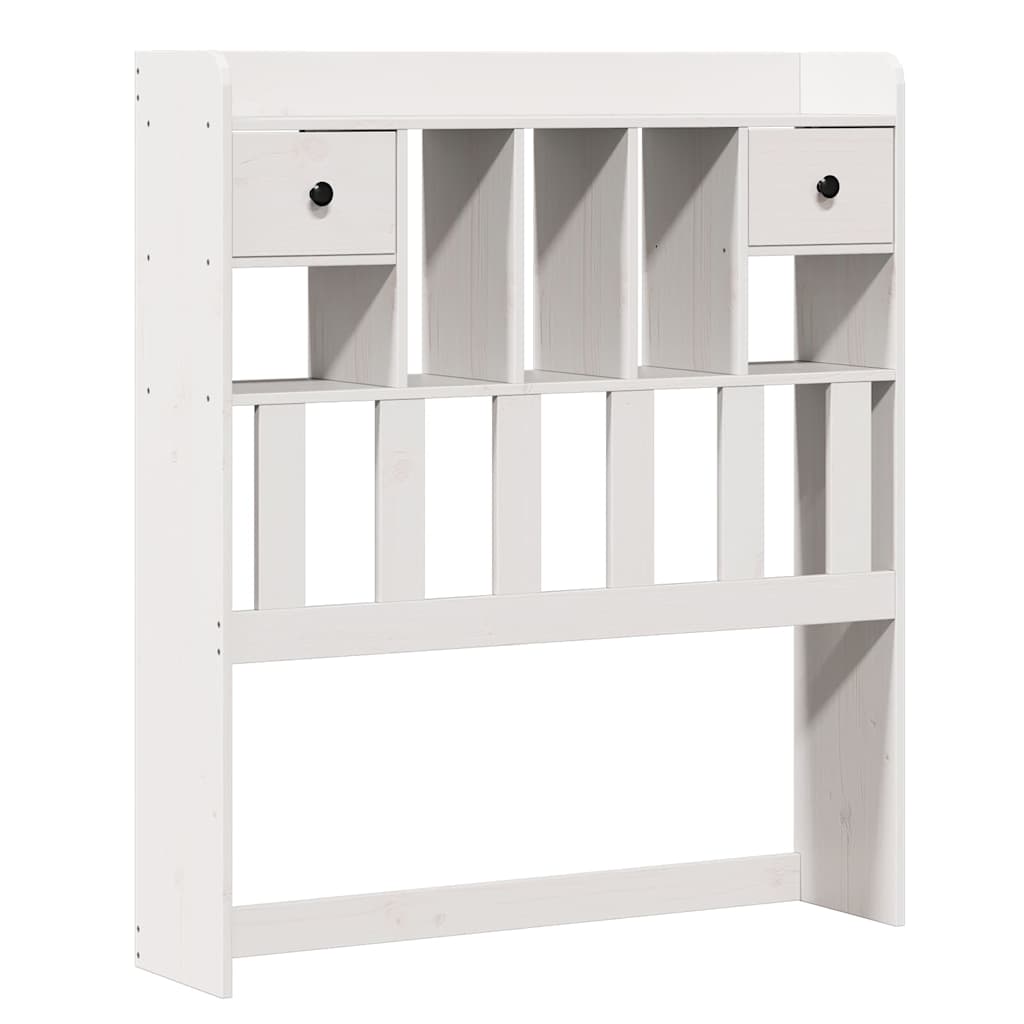 Lit bibliothèque sans matelas blanc 90x200cm bois de pin massif