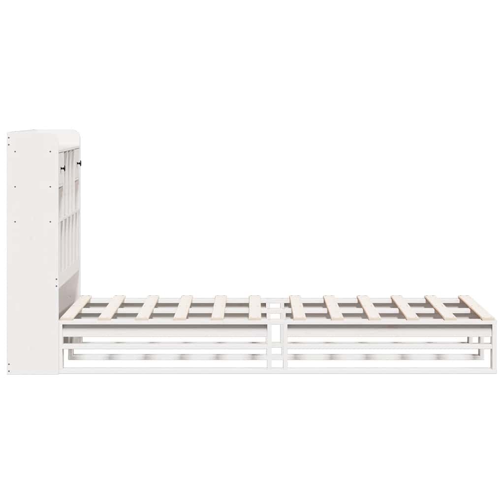 Lit bibliothèque sans matelas blanc 90x200cm bois de pin massif