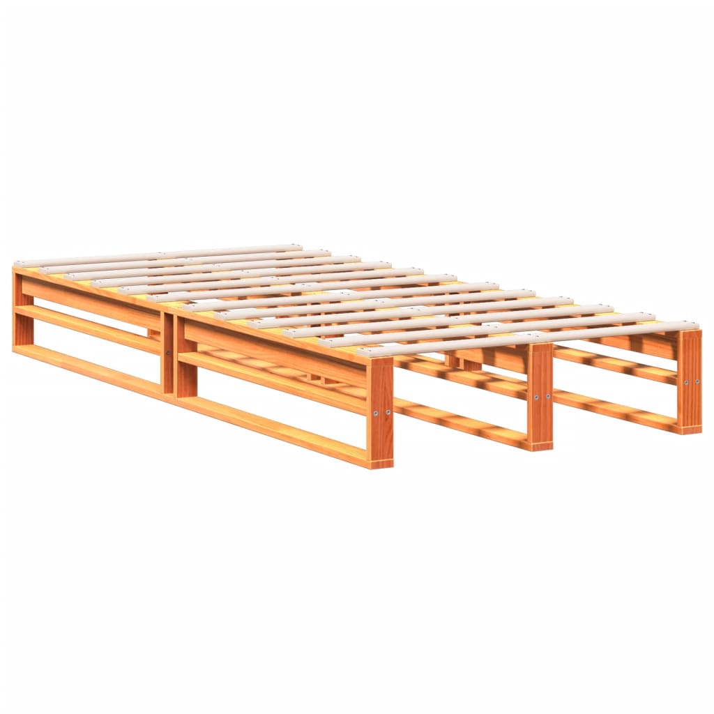 Lit bibliothèque sans matelas cire marron 100x200 cm pin massif