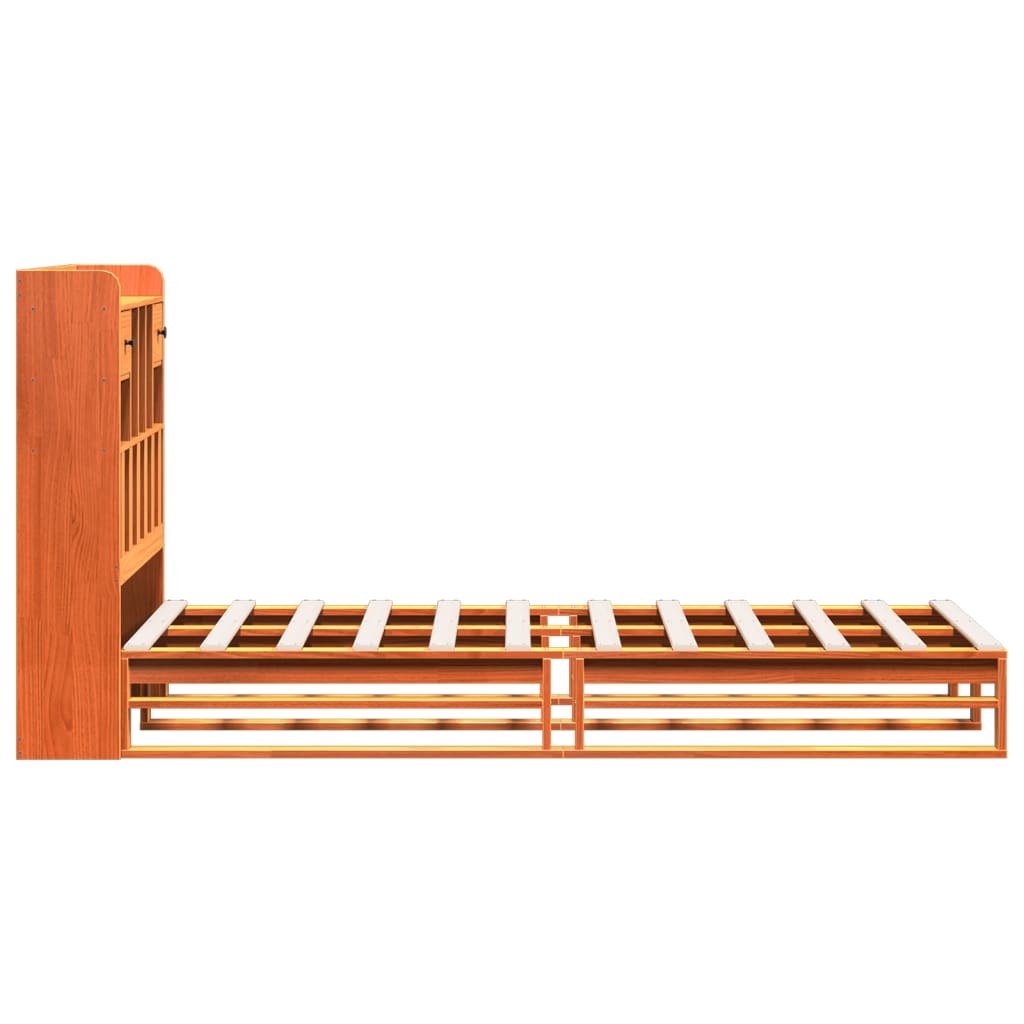 Lit bibliothèque sans matelas cire marron 100x200 cm pin massif