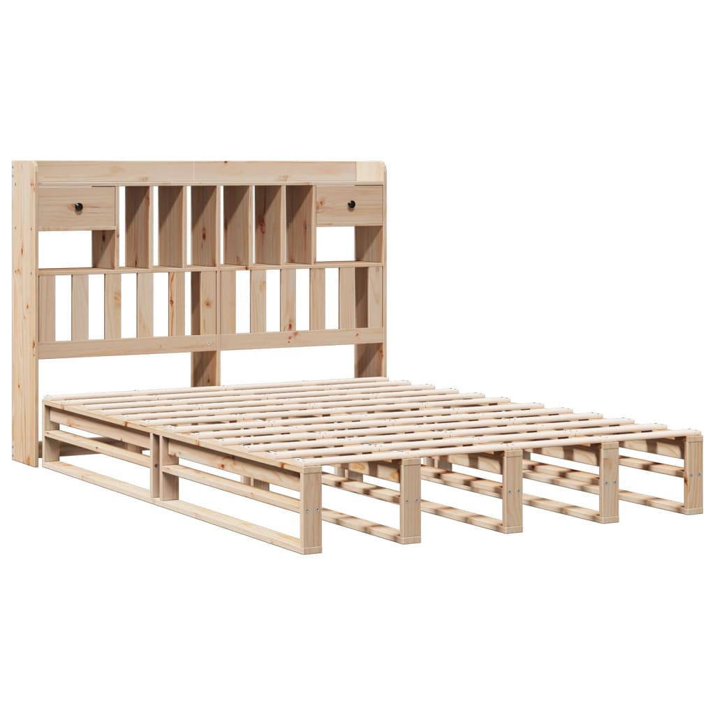 Lit bibliothèque sans matelas 140x200 cm bois massif de pin - XIOS