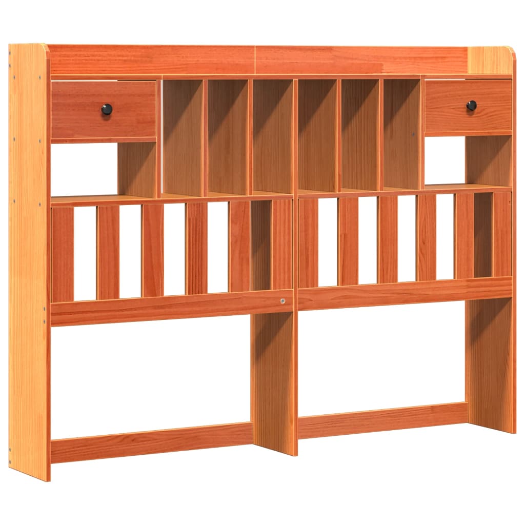 Lit bibliothèque sans matelas cire marron 150x200 cm pin massif - XIOS