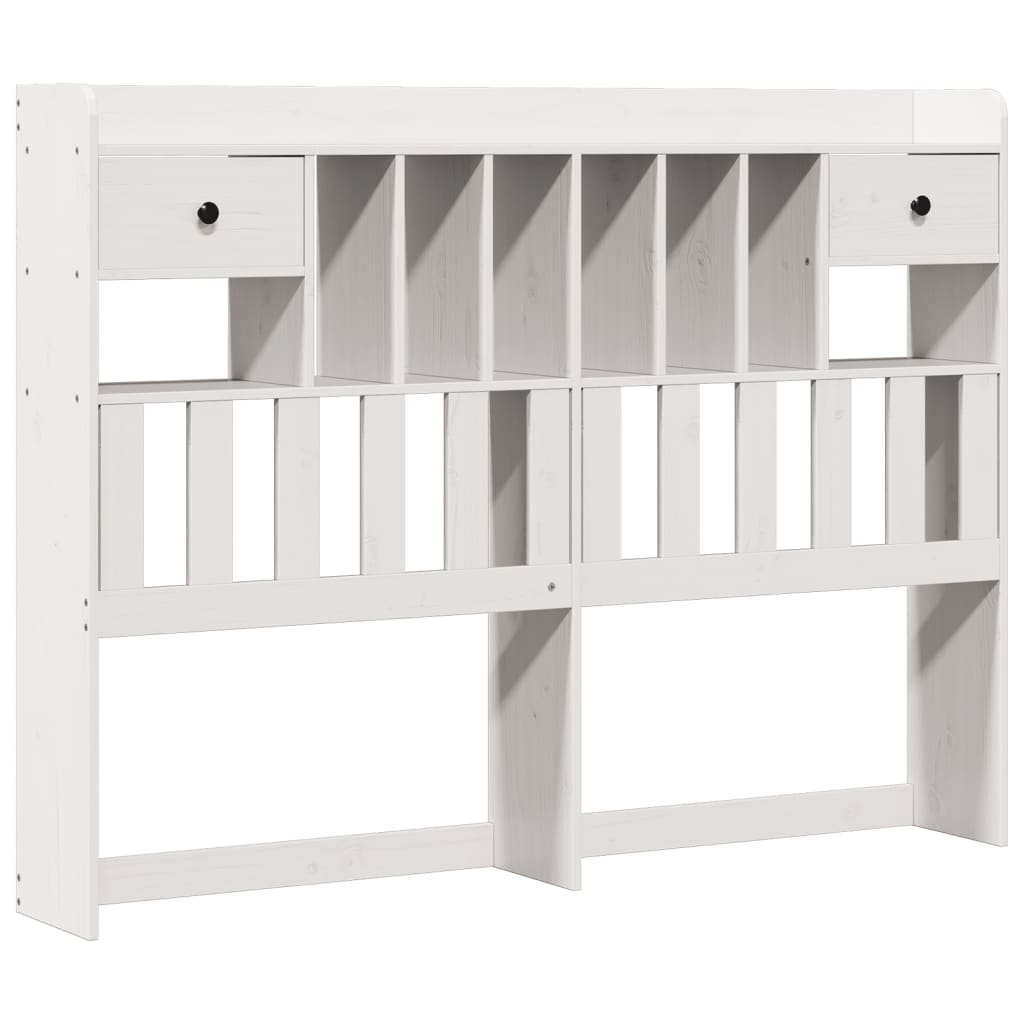 Lit bibliothèque sans matelas blanc 160x200 cm bois pin massif - XIOS