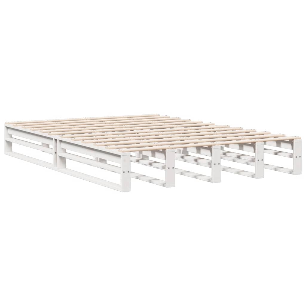 Lit bibliothèque sans matelas blanc 160x200 cm bois pin massif - XIOS