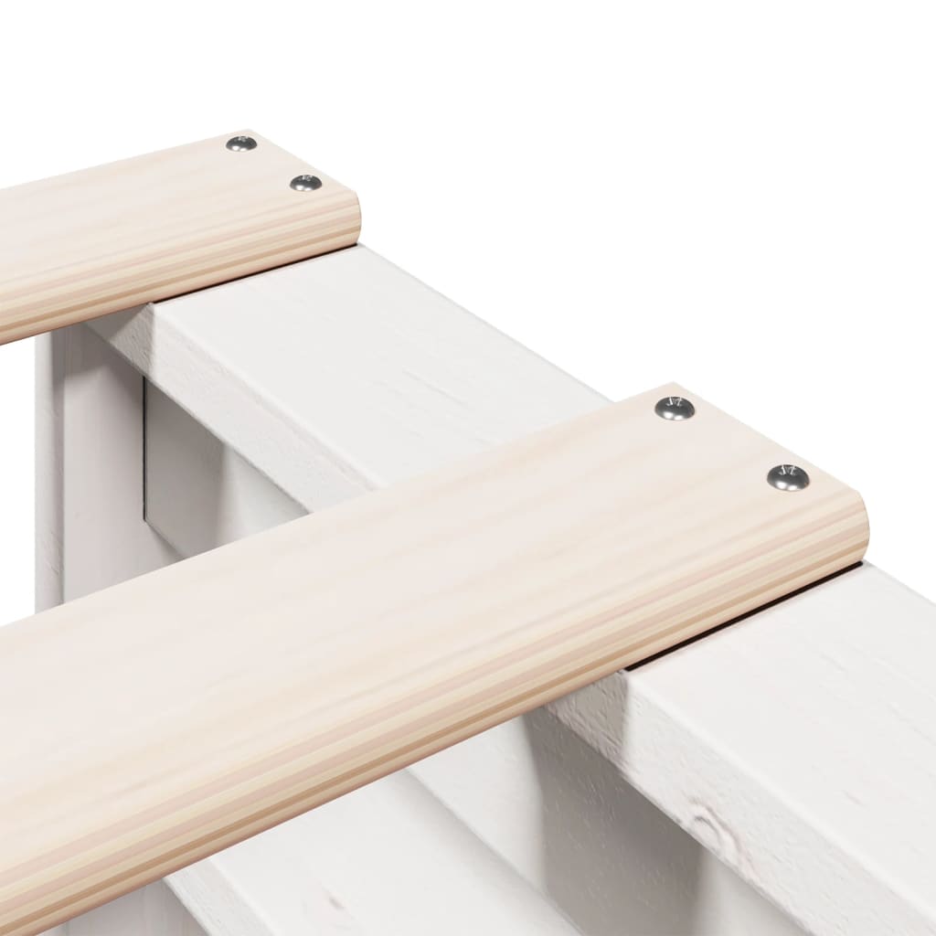 Lit bibliothèque sans matelas blanc 160x200 cm bois pin massif - XIOS