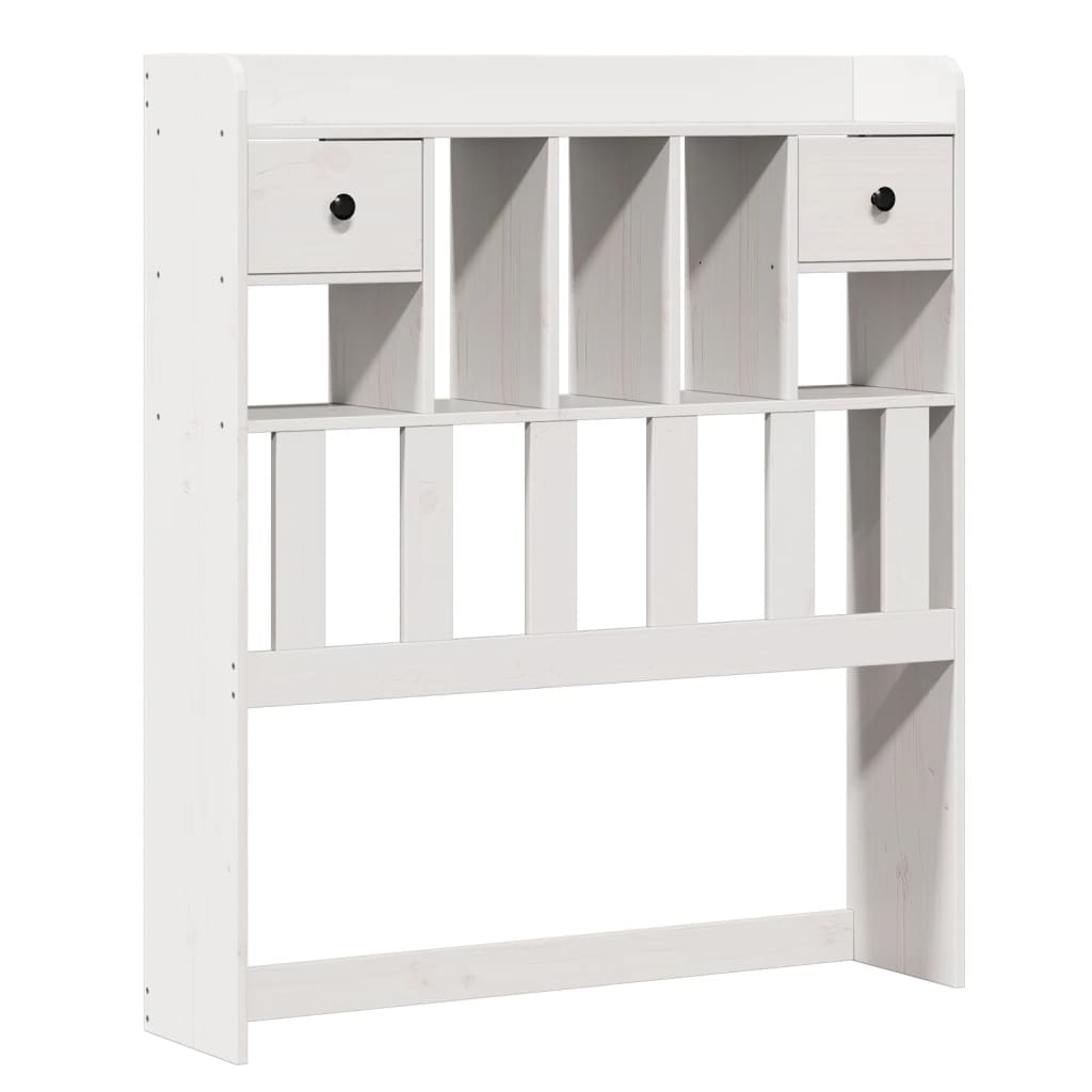 Lit bibliothèque sans matelas blanc 75x190cm bois de pin massif - XIOS