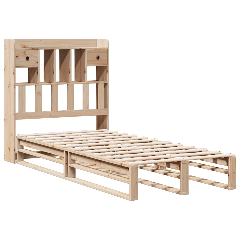 Lit bibliothèque sans matelas 90x190 cm bois de pin massif - XIOS