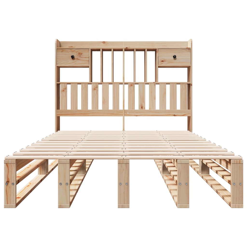 Lit bibliothèque sans matelas 135x190 cm bois de pin massif - XIOS