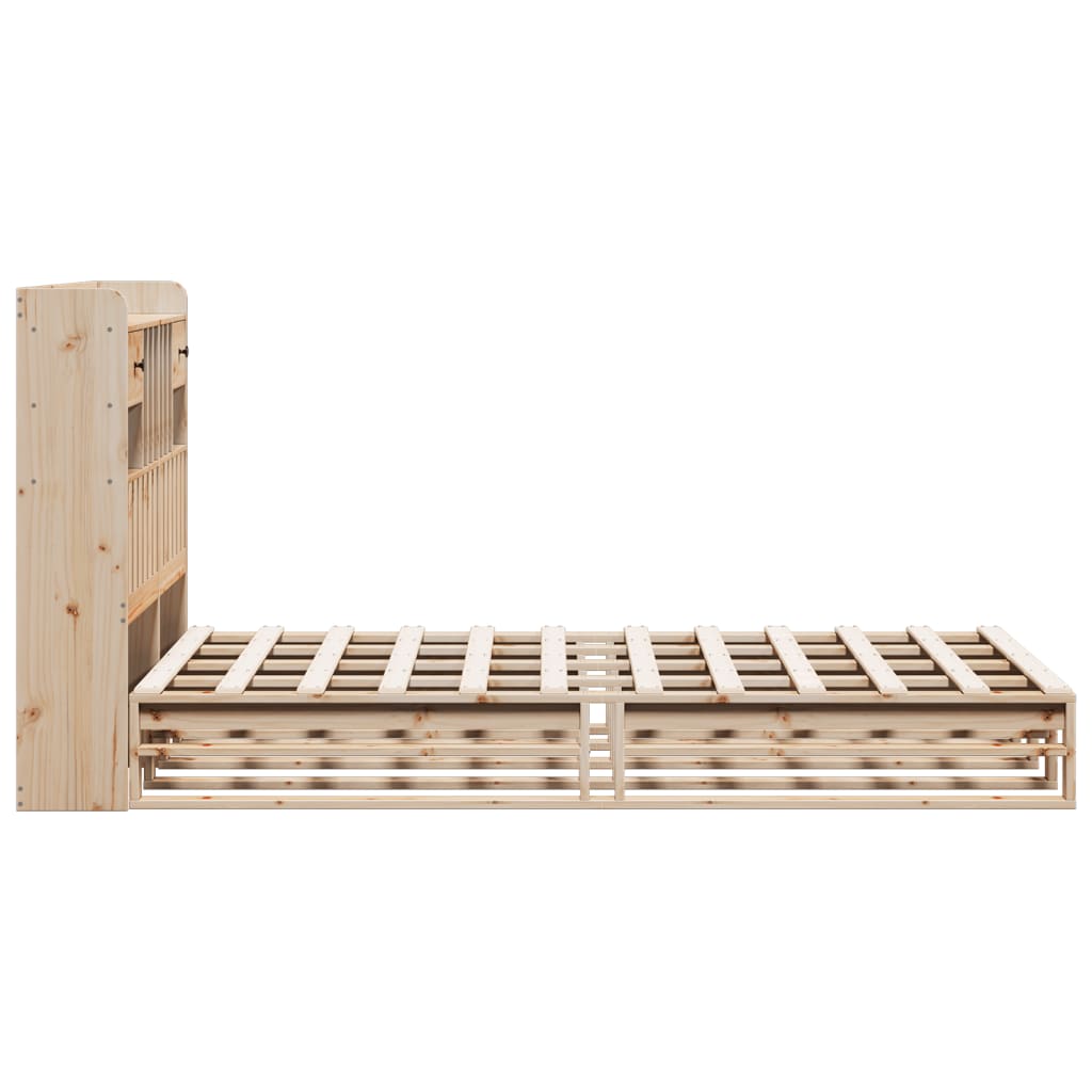 Lit bibliothèque sans matelas 135x190 cm bois de pin massif - XIOS