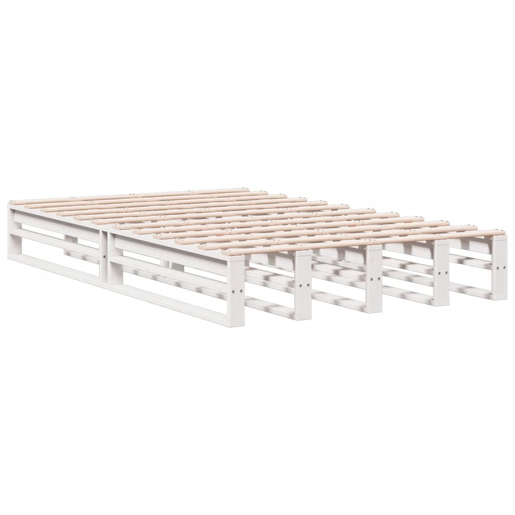 Lit bibliothèque sans matelas blanc 135x190 cm bois pin massif - XIOS