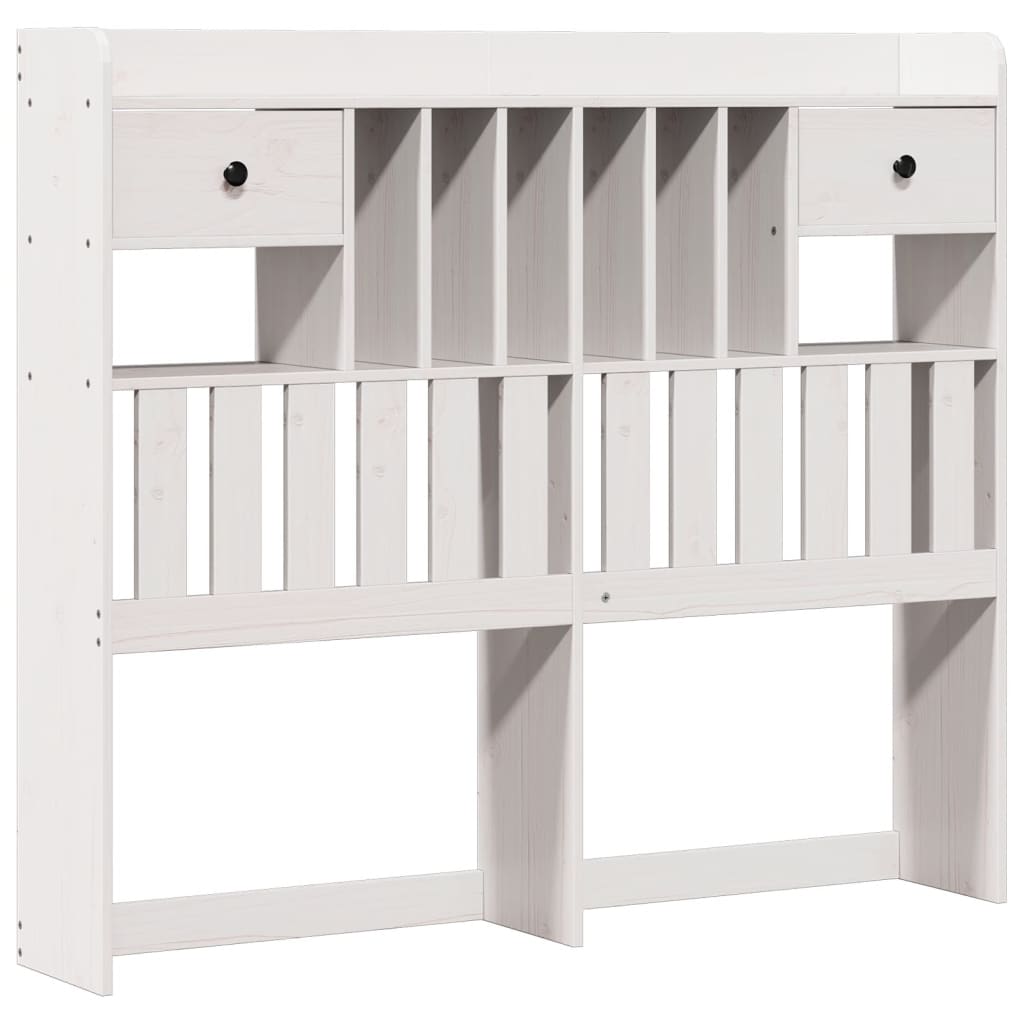 Lit bibliothèque sans matelas blanc 135x190 cm bois pin massif - XIOS