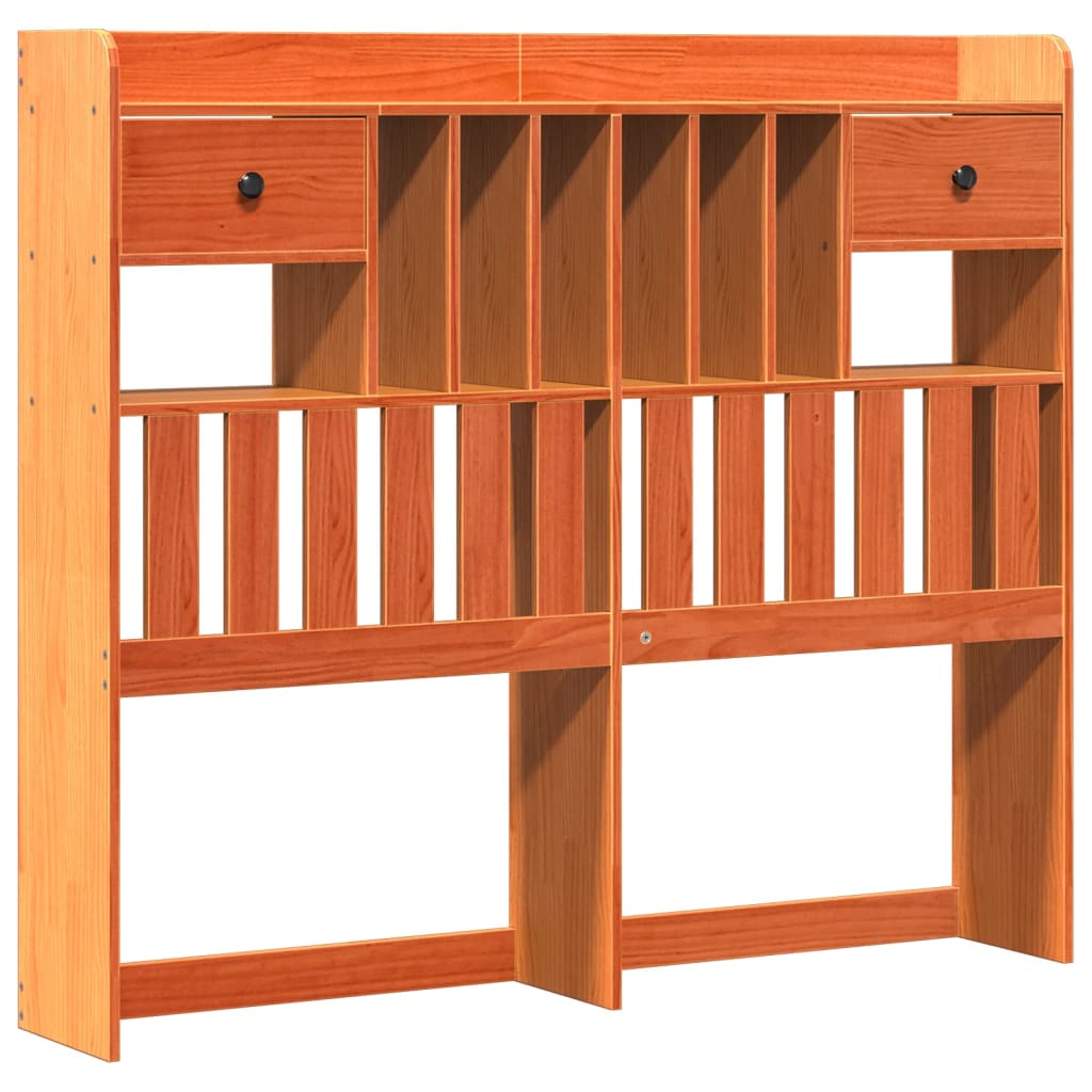 Lit bibliothèque sans matelas cire marron 135x190 cm pin massif - XIOS