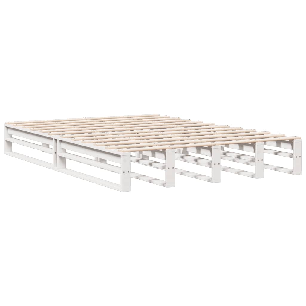 Lit bibliothèque sans matelas blanc 140x190 cm bois pin massif - XIOS