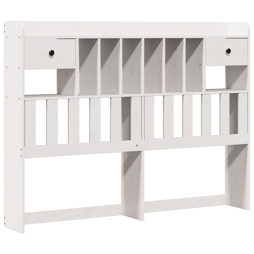 Lit bibliothèque sans matelas blanc 140x190 cm bois pin massif - XIOS
