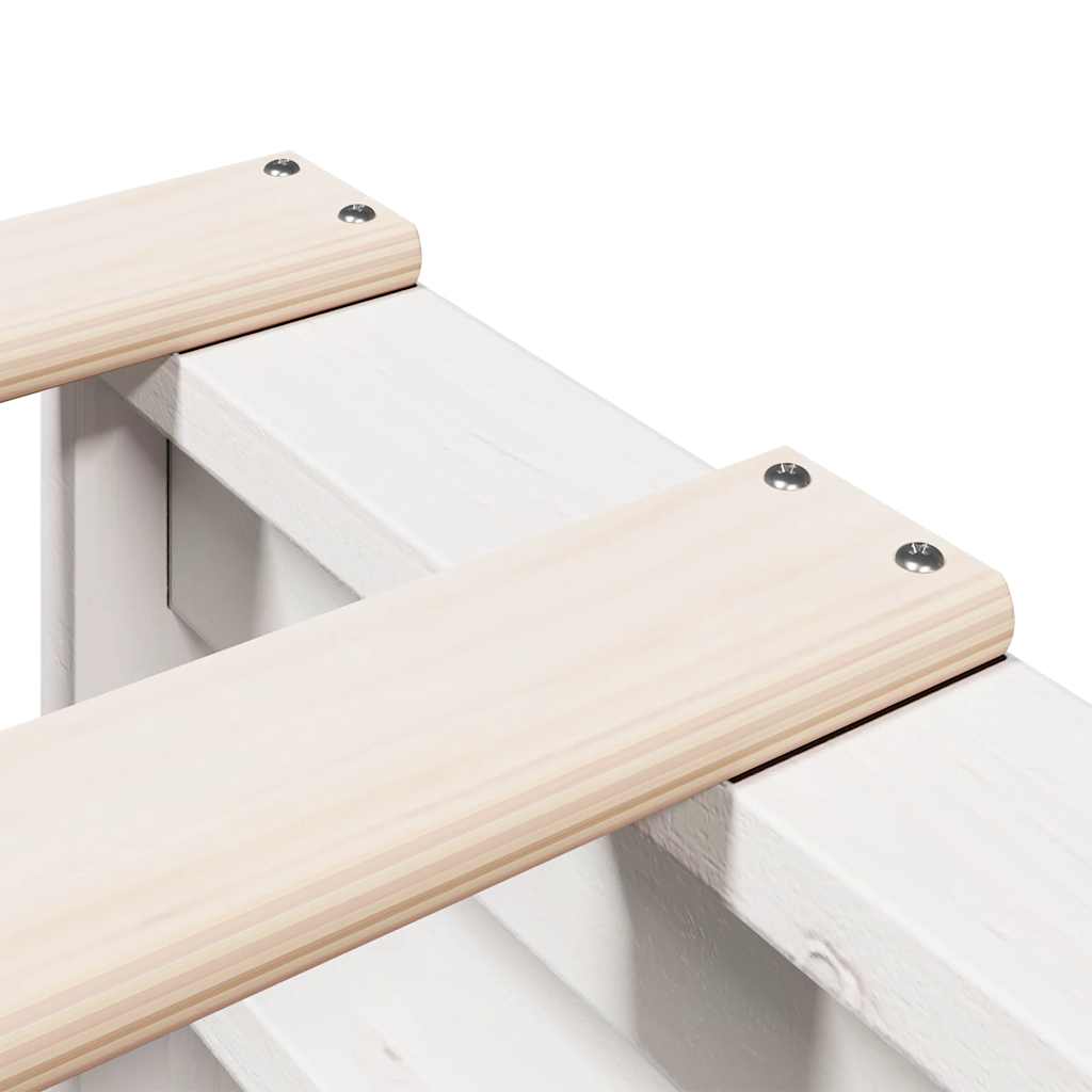 Lit bibliothèque sans matelas blanc 140x190 cm bois pin massif - XIOS
