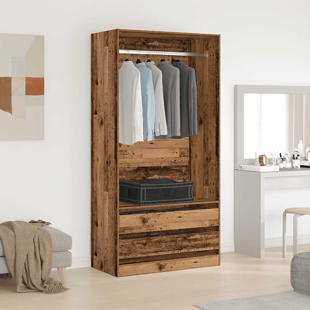 Garde-robe vieux bois 100x50x200 cm bois d'ingénierie