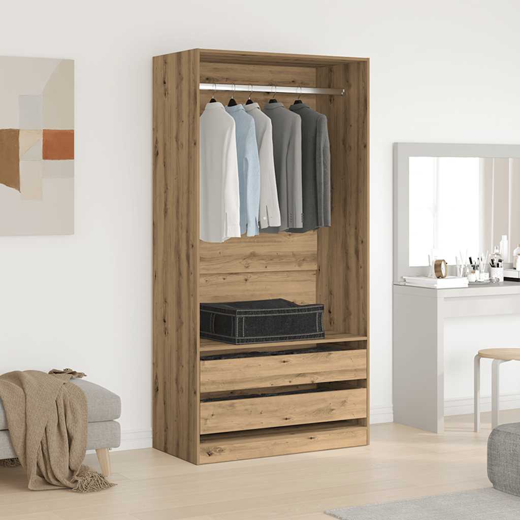 Garde-robe chêne artisanal 100x50x200 cm bois d'ingénierie - XIOS
