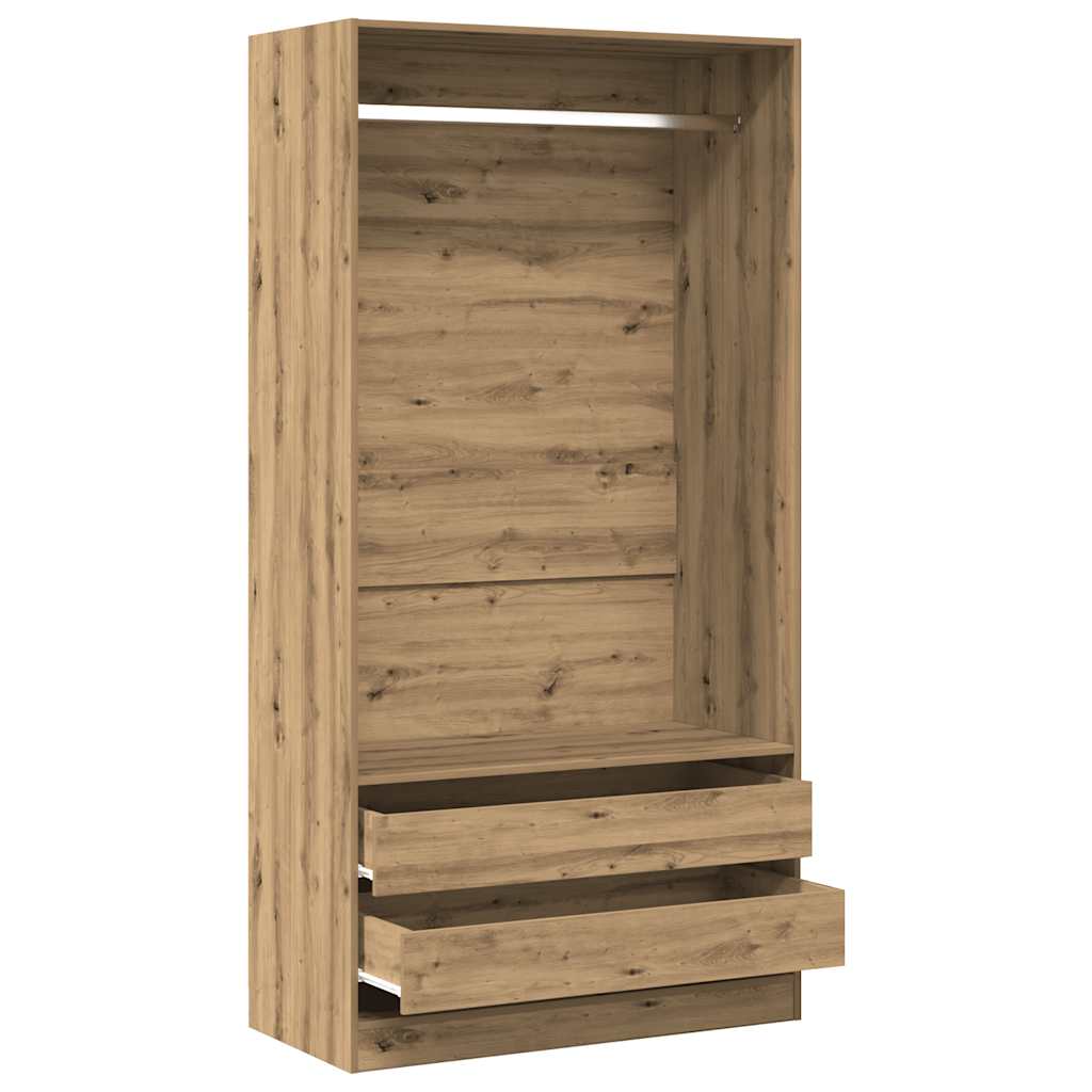 Garde-robe chêne artisanal 100x50x200 cm bois d'ingénierie - XIOS
