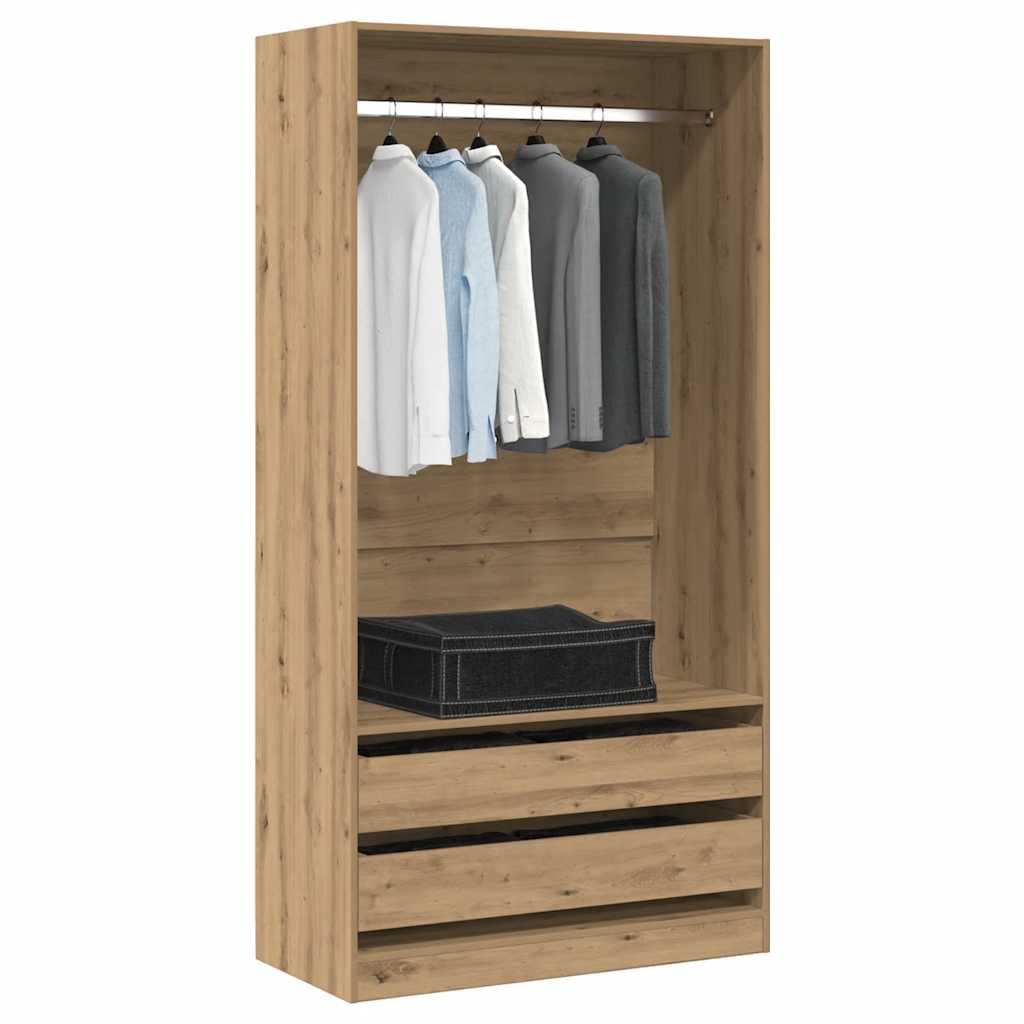Garde-robe chêne artisanal 100x50x200 cm bois d'ingénierie