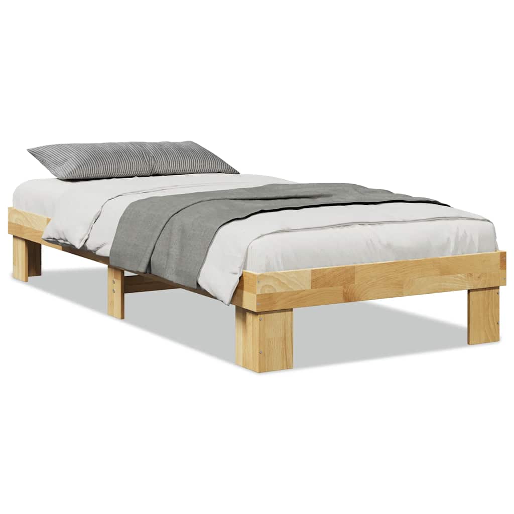 Cadre de lit sans matelas 75x190 cm bois massif de chêne - XIOS