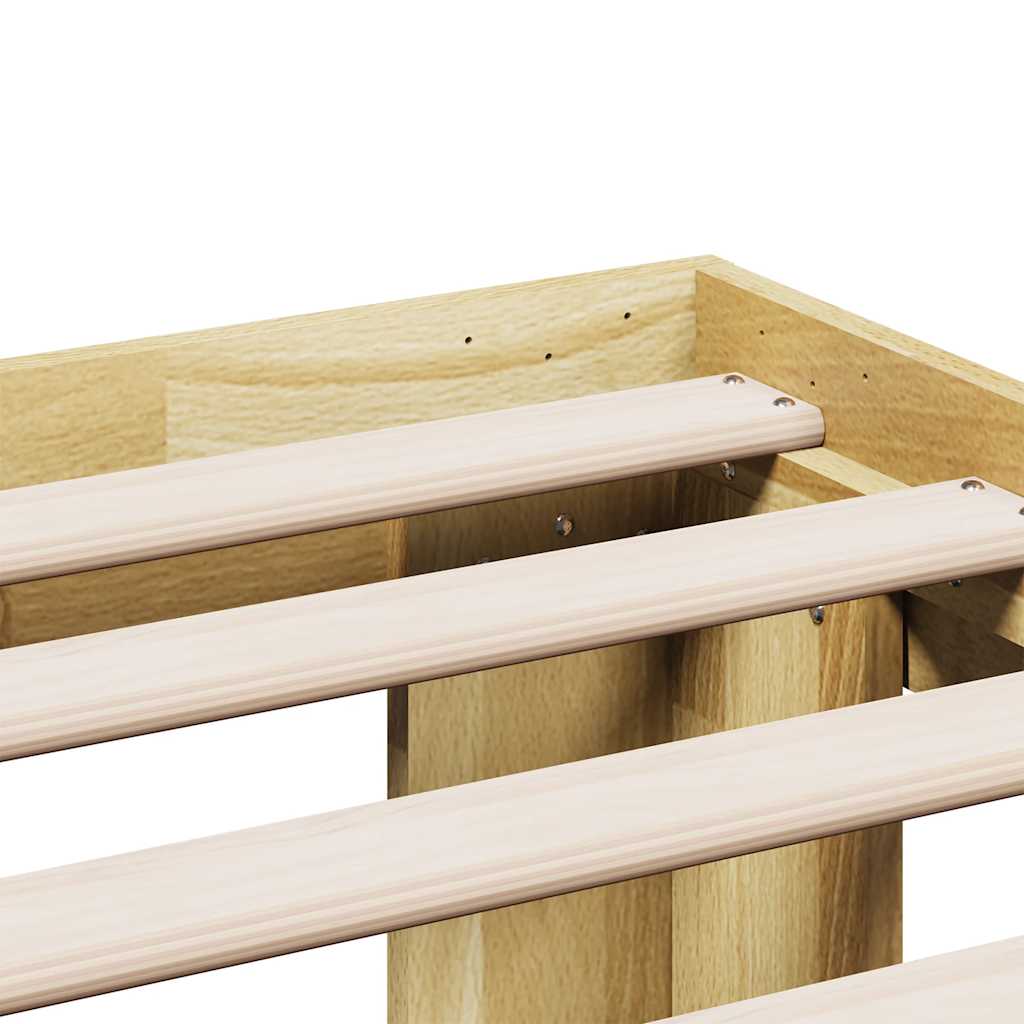 Cadre de lit sans matelas 75x190 cm bois massif de chêne - XIOS