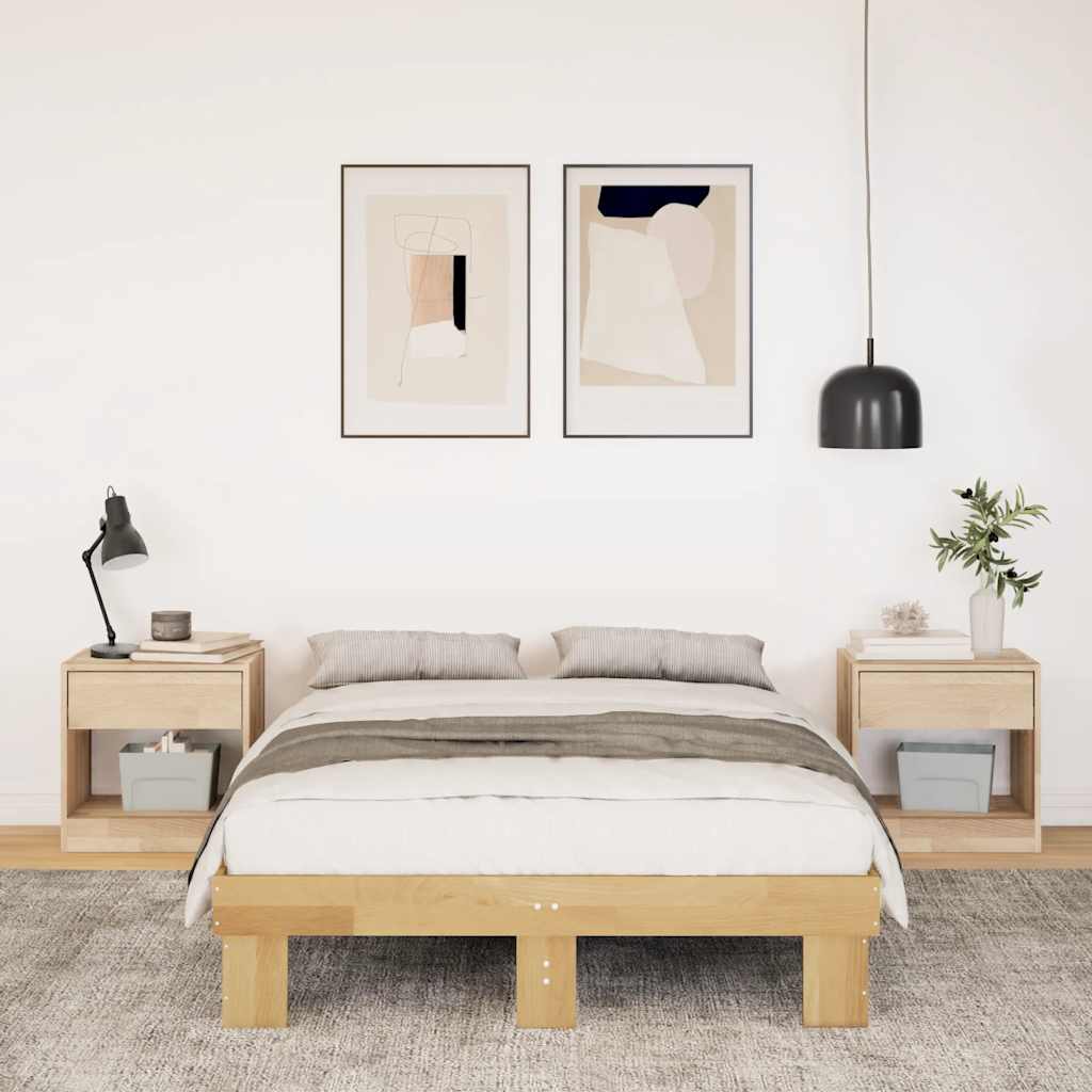 Cadre de lit sans matelas 120x190 cm bois massif de chêne - XIOS