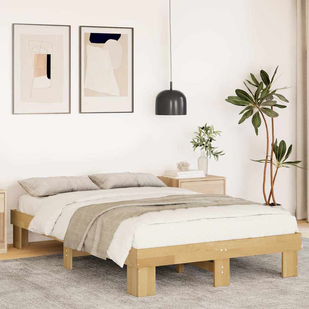 Cadre de lit sans matelas 120x190 cm bois massif de chêne - XIOS