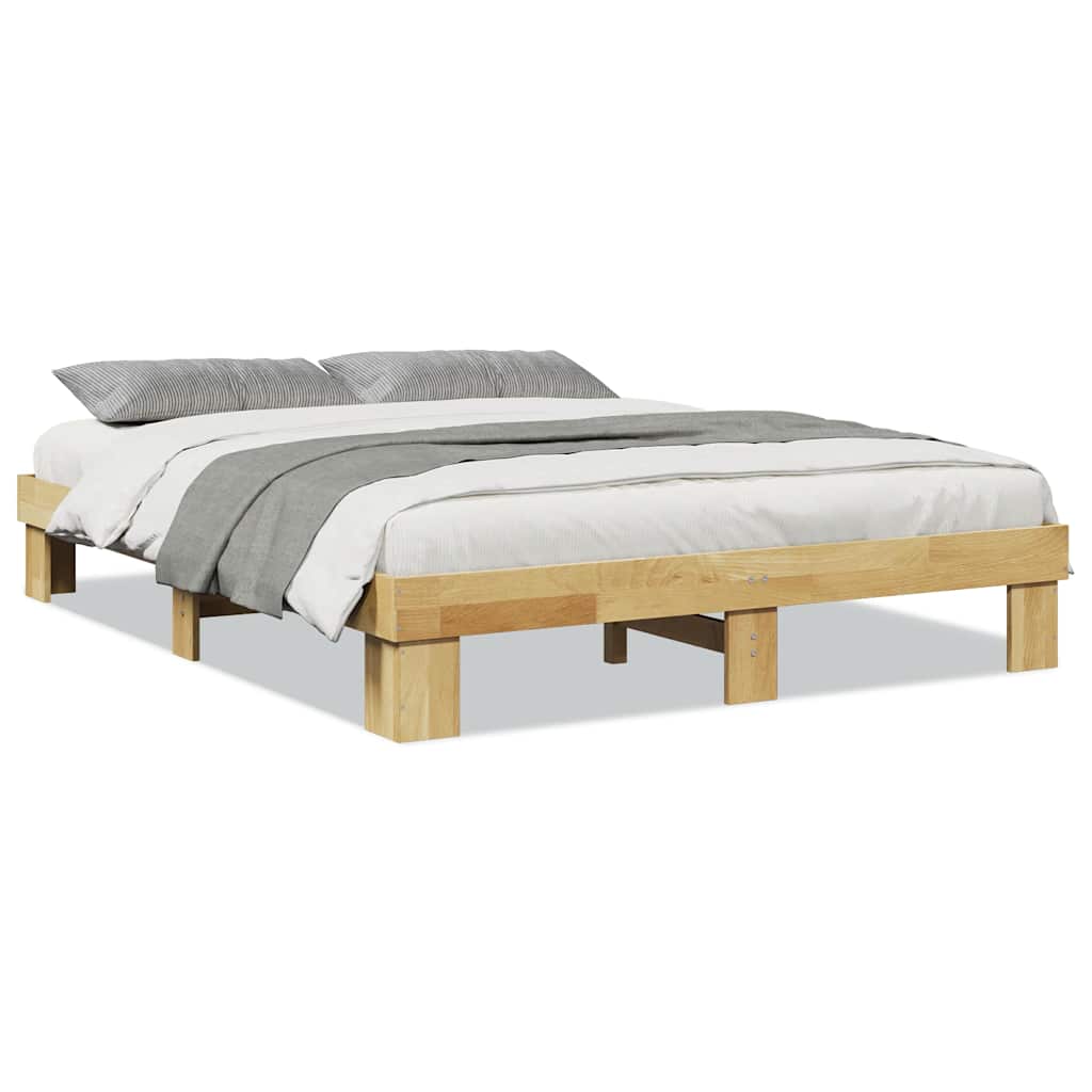 Cadre de lit sans matelas 135x190 cm bois massif de chêne - XIOS