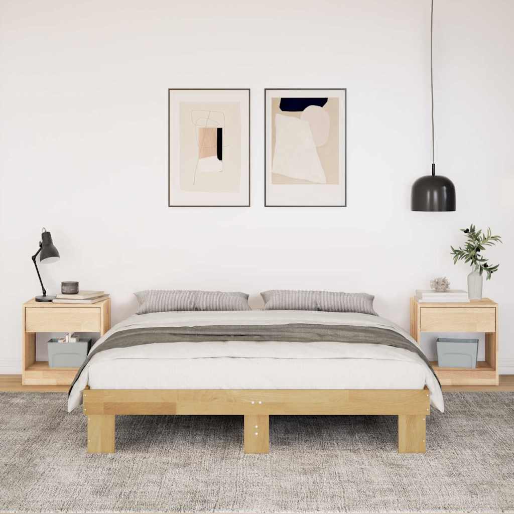Cadre de lit sans matelas 135x190 cm bois massif de chêne - XIOS