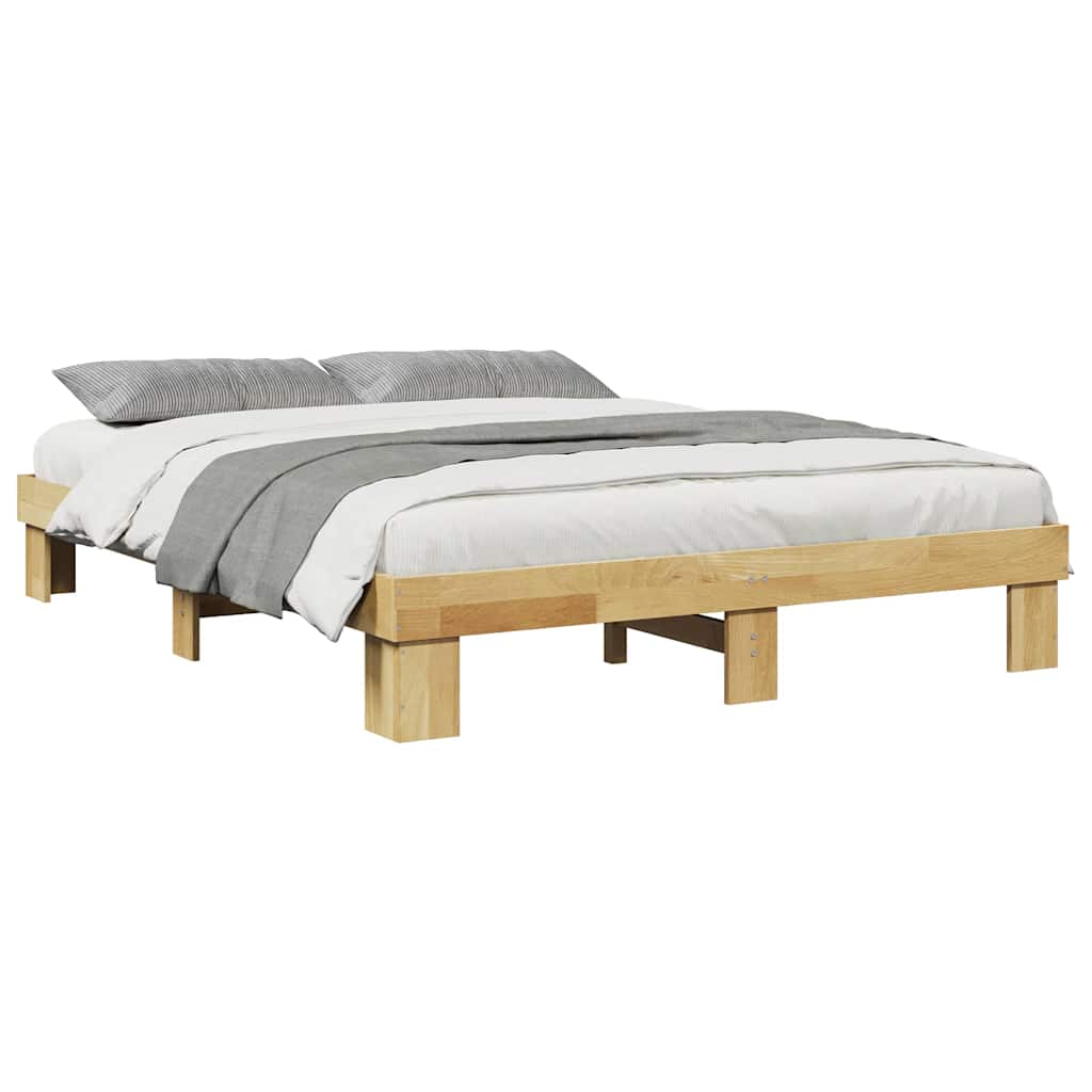Cadre de lit sans matelas 135x190 cm bois massif de chêne - XIOS