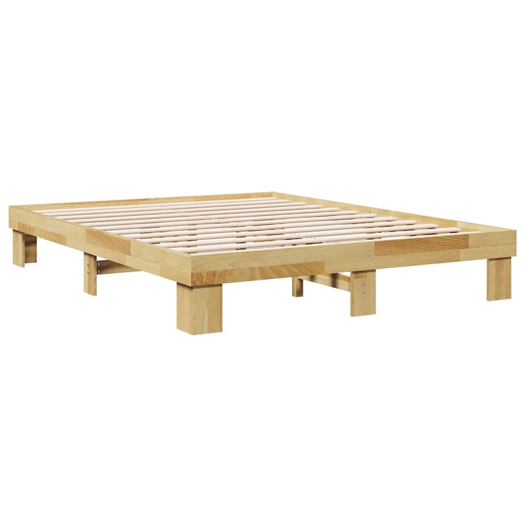 Cadre de lit sans matelas 135x190 cm bois massif de chêne - XIOS