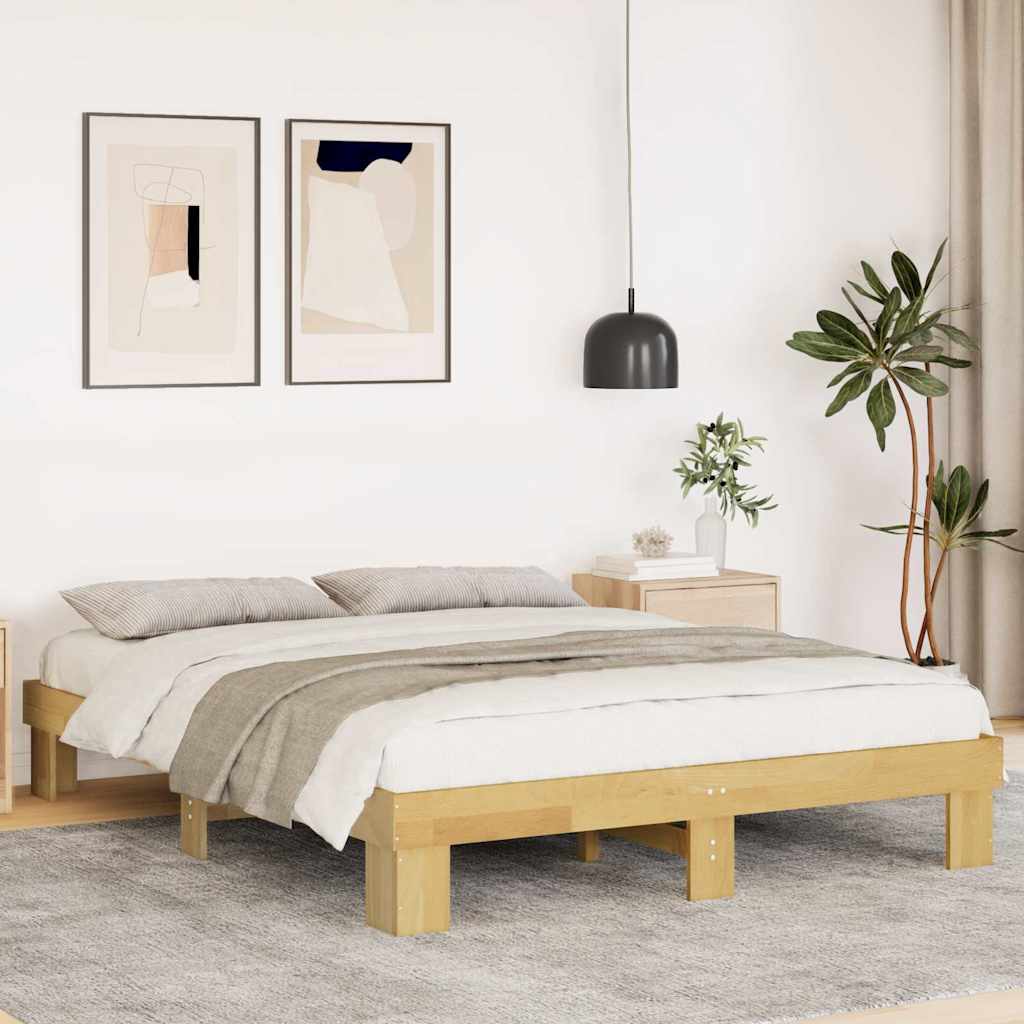 Cadre de lit sans matelas 135x190 cm bois massif de chêne - XIOS