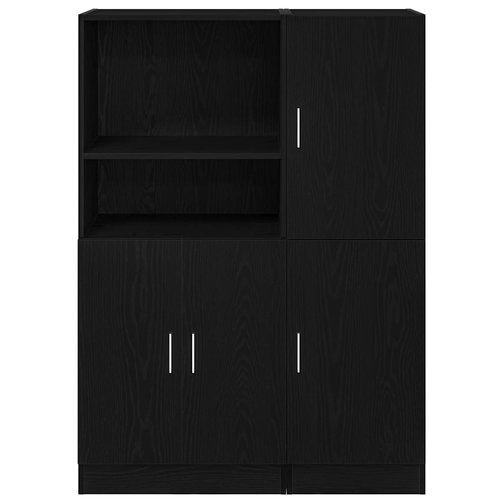 Ensemble d'armoires de cuisine 2 pcs noir bois d'ingénierie - XIOS